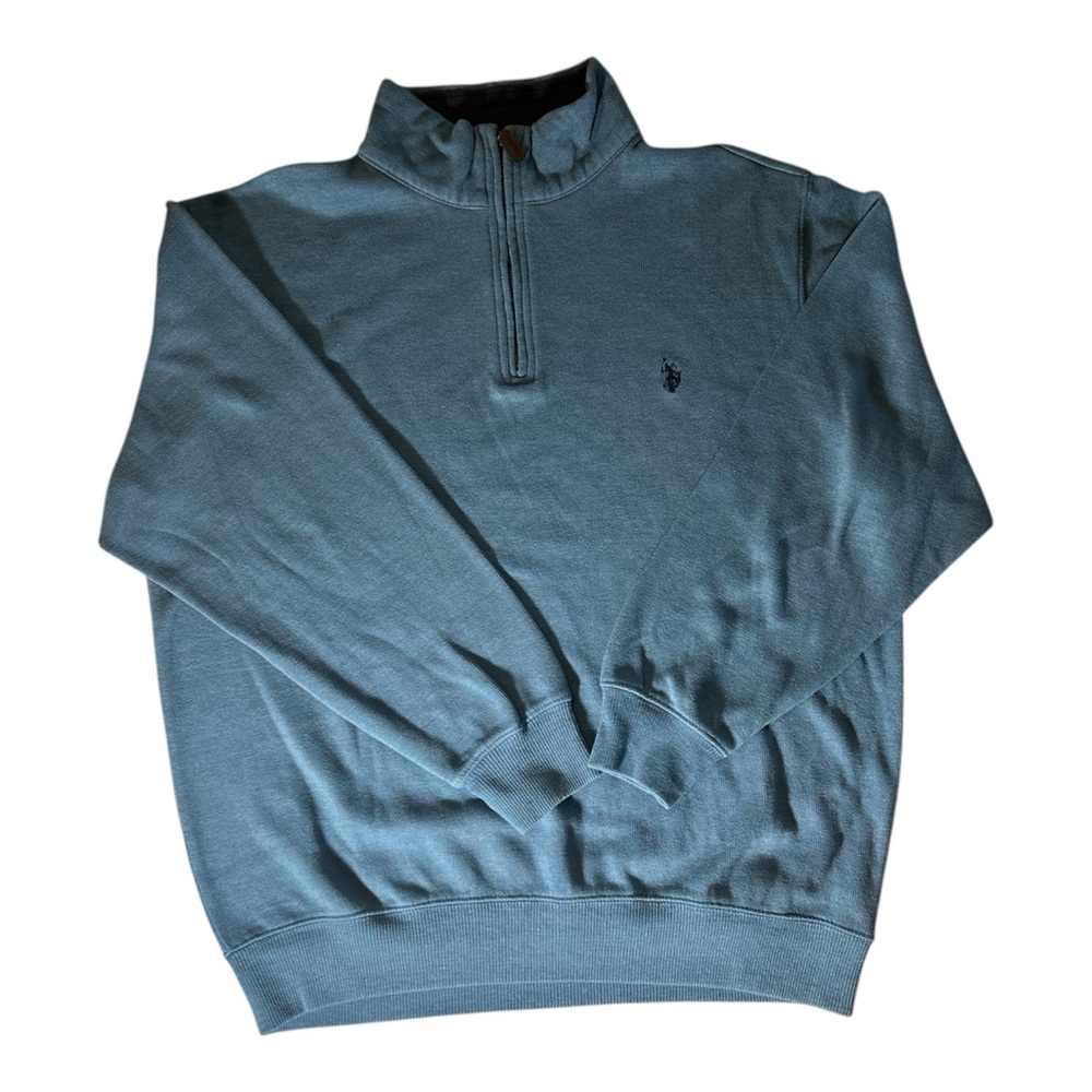 U.S. Polo Assn. Men's Light Blue 1/4 Zip-Up Sweater Size 2XL
